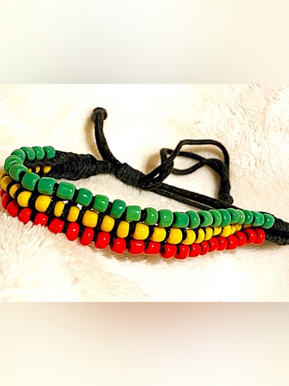 Bead & String Bracelet (Red, Yellow, Green)